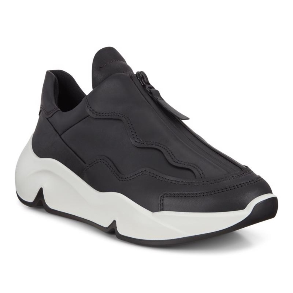 ECCO Chunky Front Zip Leather Sneakers 8.5